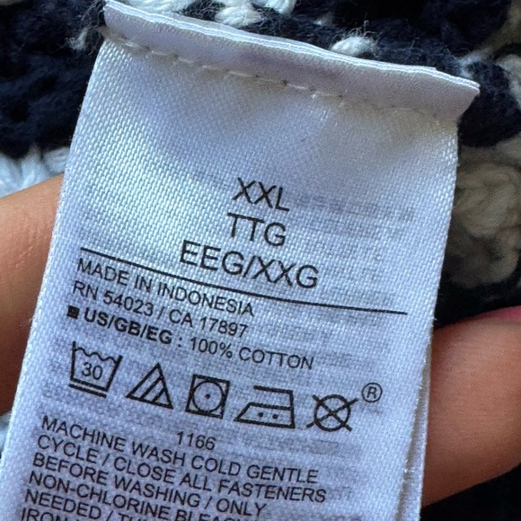 Gap sweater jacket navy blue white striped gold buttons cotton knit preppy XXL - Picture 4 of 10